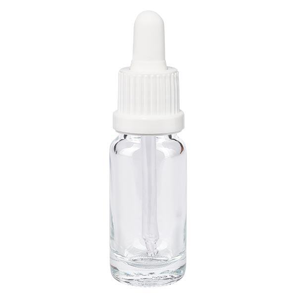 Apothekenflasche klar 10ml Pipette weiß Originalitätsverschluss Apothekenflasche klar 10ml Pipette weiß Originalitätsverschluss