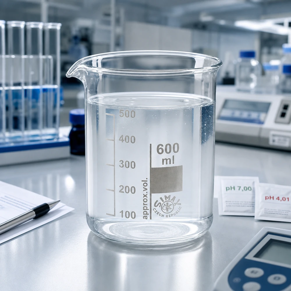 Chemieresistentes Becherglas 600ml niedrige Form aus Borosilikatglas für aggressive Flüssigkeiten