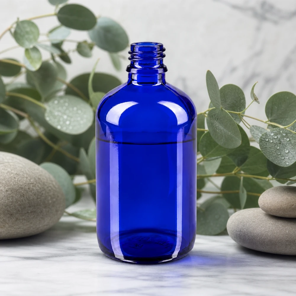 Tropfflasche 100ml DIN 18 BLAUGLAS Kompakte 100ml Apothekenflasche in elegantem Blau für mobile Anwendungen und Reisen