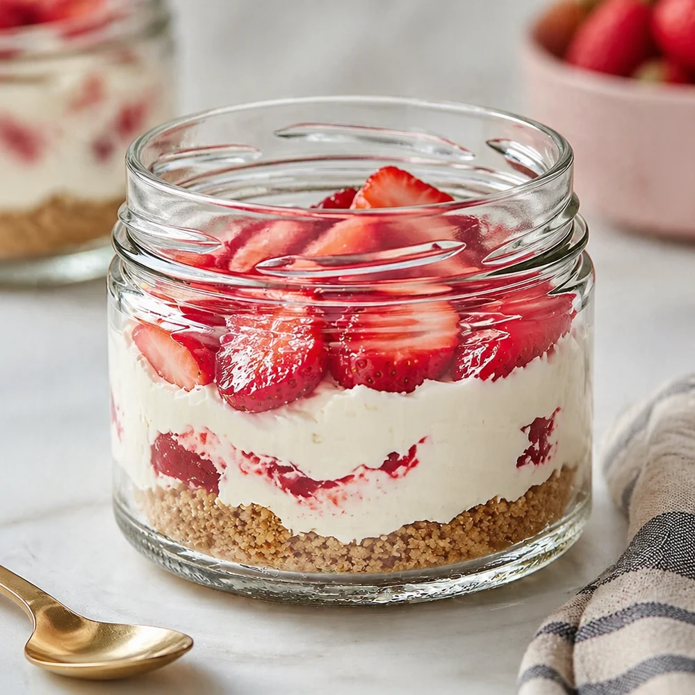 540ml Rundglas ohne Deckel (TO100) UNiTWIST UNiTWIST Runda540 Sturzglas 540ml TO100 gefüllt mit Schichtdessert Erdbeeren Mascarpone Keksboden Nachtisch Rezept