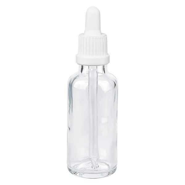 Apothekenflasche klar 30ml Pipette weiß Originalitätsverschluss Apothekenflasche klar 30ml Pipette weiß Originalitätsverschluss