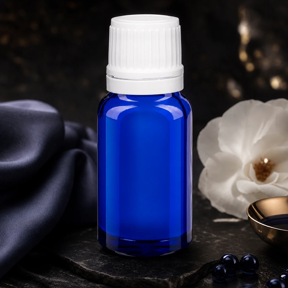 Apothekenflasche blau 10ml Schraubverschluss weiß Originalitätsverschluss Apothekerglas 10ml kobaltblau UV-Schutz weißer Originalitätsverschluss 11mm Gewinde