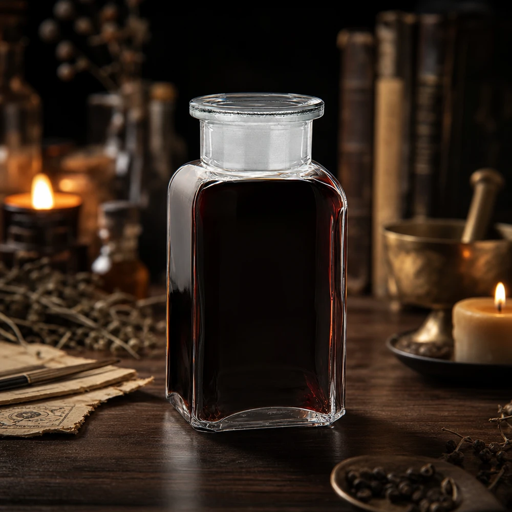 Glasflasche vierkant 100ml mit Stopfen ideal für ätherische Öle und Naturheilkunde