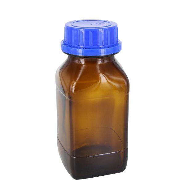 500ml Chemikalienflasche - EPE Einlage 500ml braune Chemikalienflasche mit blauem Schraubverschluss und EPE Einlage für Laborchemikalien
