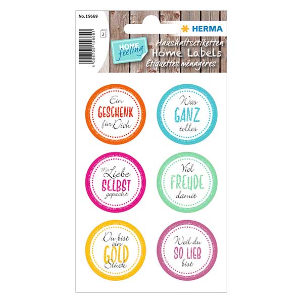 Sticker "Freude" (12 Aufkleber mit Glitzer) ø34mm