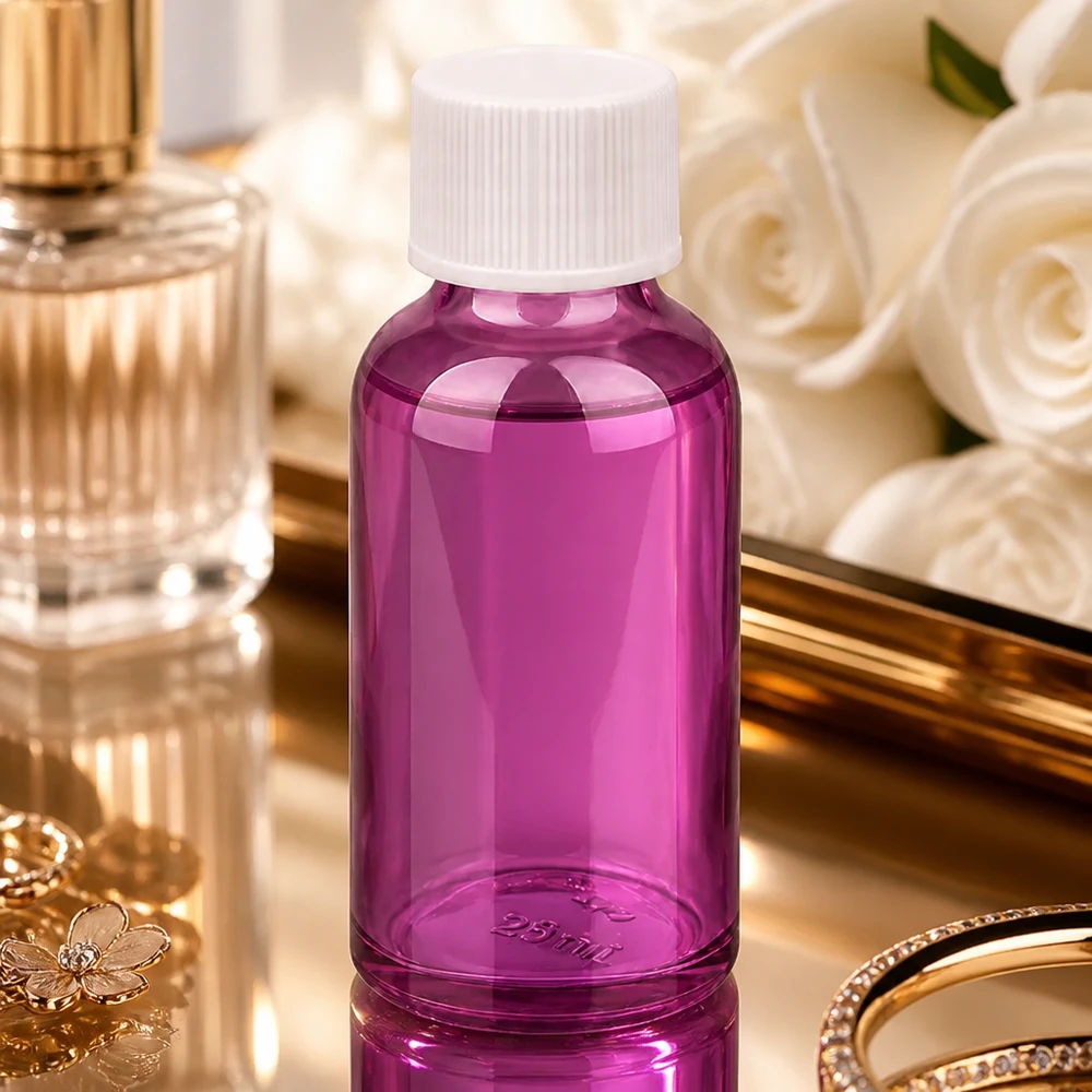 30ml Flasche 11mm Schraubverschluss weiss Standard PurpleLine UT18/30 30ml Violettglas-Flasche mit UV-Schutz und weißem Verschluss für lichtempfindliche Substanzen