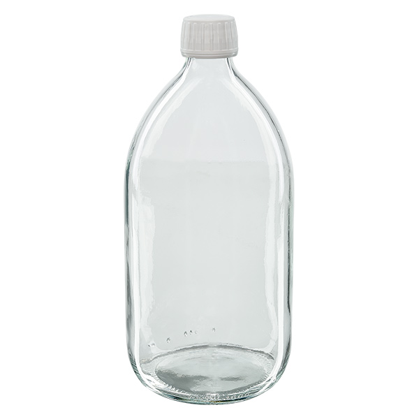 Euro-Medizinflasche 1000ml,klar,Sirupform, mit Verschluss Euro-Medizinflasche 1000ml,klar,Sirupform, mit Verschluss