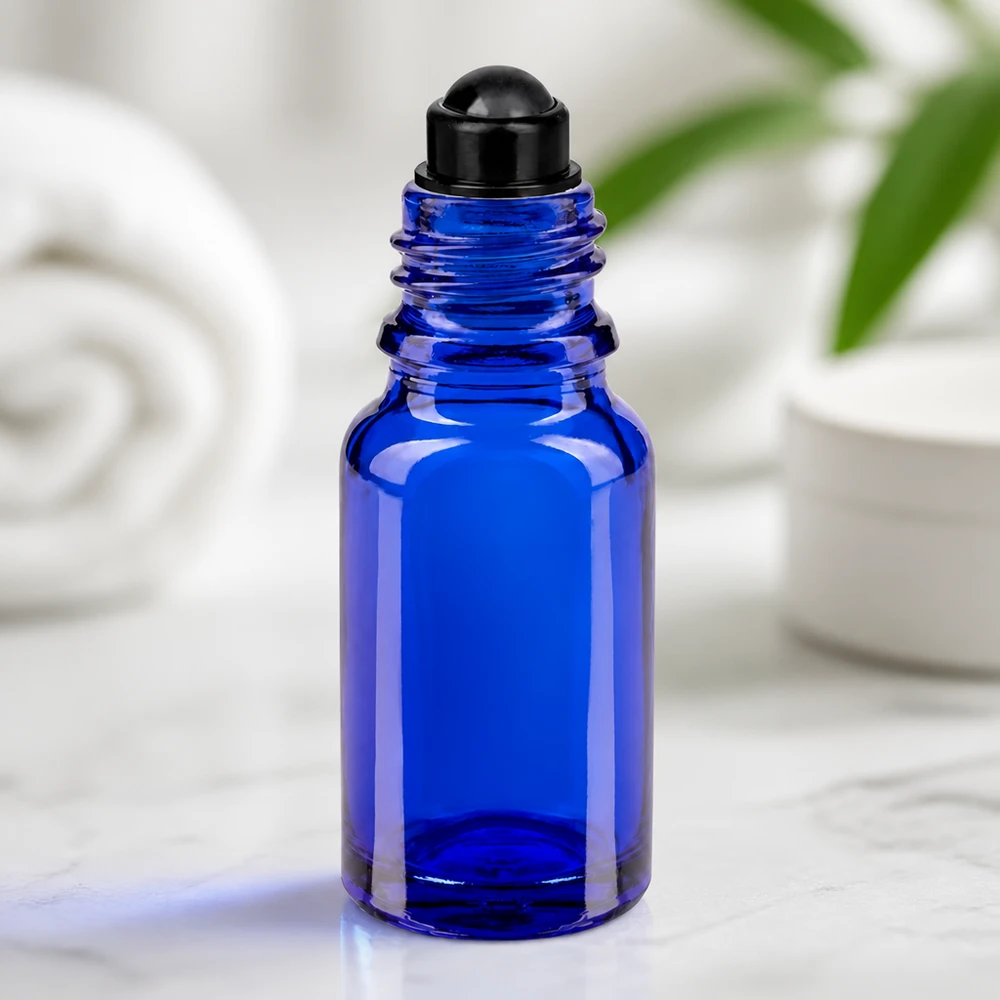 Kobaltblaue Apothekerflasche 10ml mit Rollkugel für ätherische Öle und Parfum