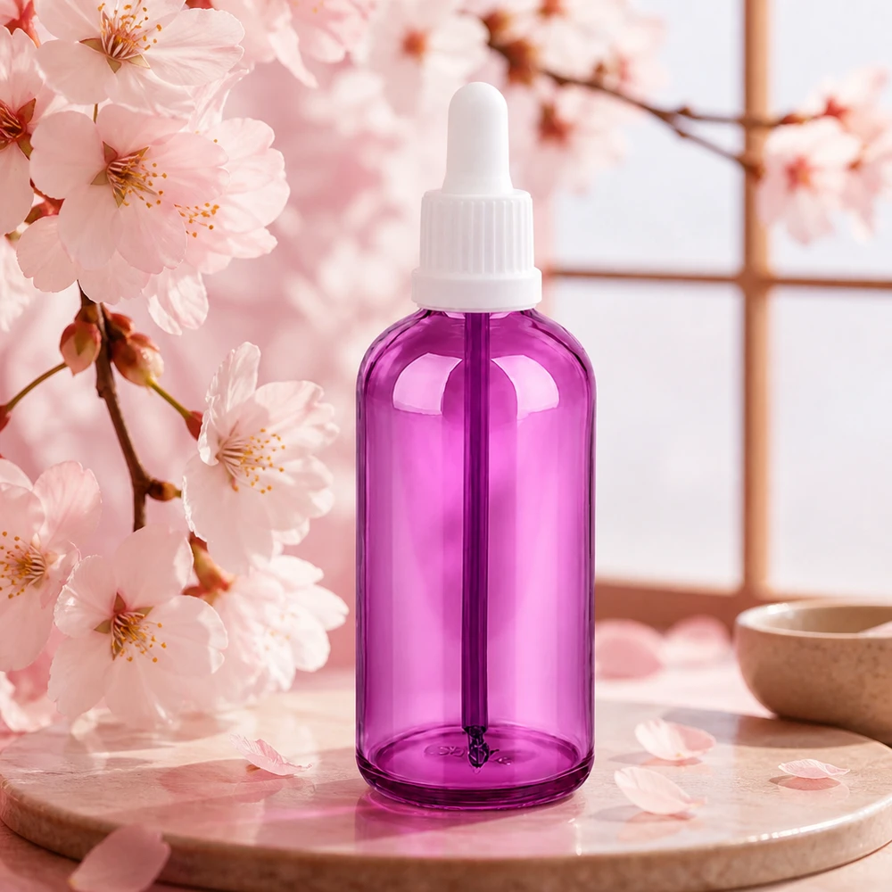 100ml Pipettenflasche weiss Originalität Schraubverschlusserschluss PurpleLine UT18/100 Violette Glasflasche 100ml mit Tropfpipette perfekt für portionierte Abfüllung von Wirkstoffen