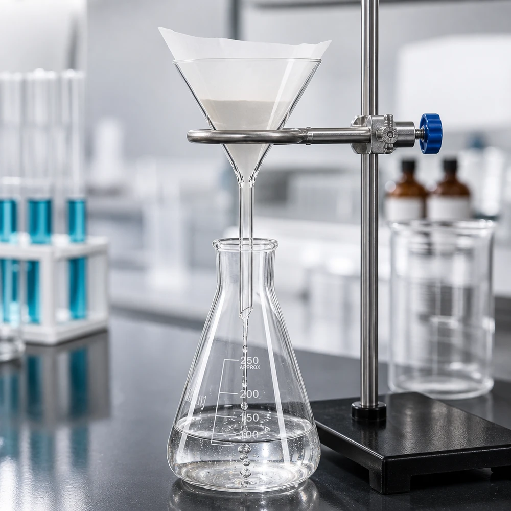 Trichter ø80mm Kalk-Soda, Winkel 60°, Kurzstil Professioneller Analysentrichter aus Kalk-Soda-Glas für quantitative Bestimmungen im Labor