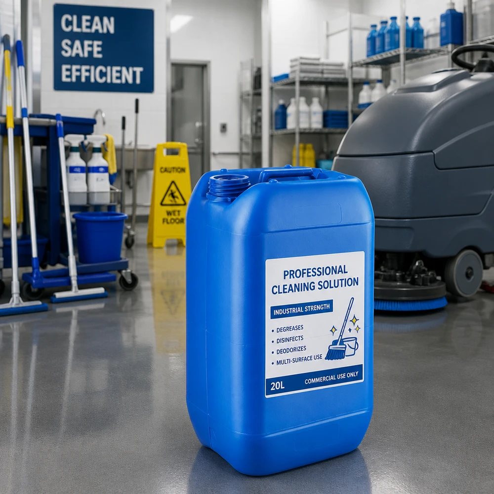 Kanister 15 Liter blau ohne Verschluss Stapelbarer Kanister 15 L in Blau ohne Deckel geeignet für Desinfektions- und Reinigungslösungen