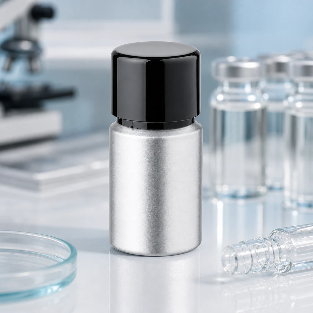 10ml gebeizte Aluflasche mit Schraubkappe Präzisions-Aluflasche 10ml gebeizt - hygienische Metallverpackung für sterile Flüssigkeiten und Proben