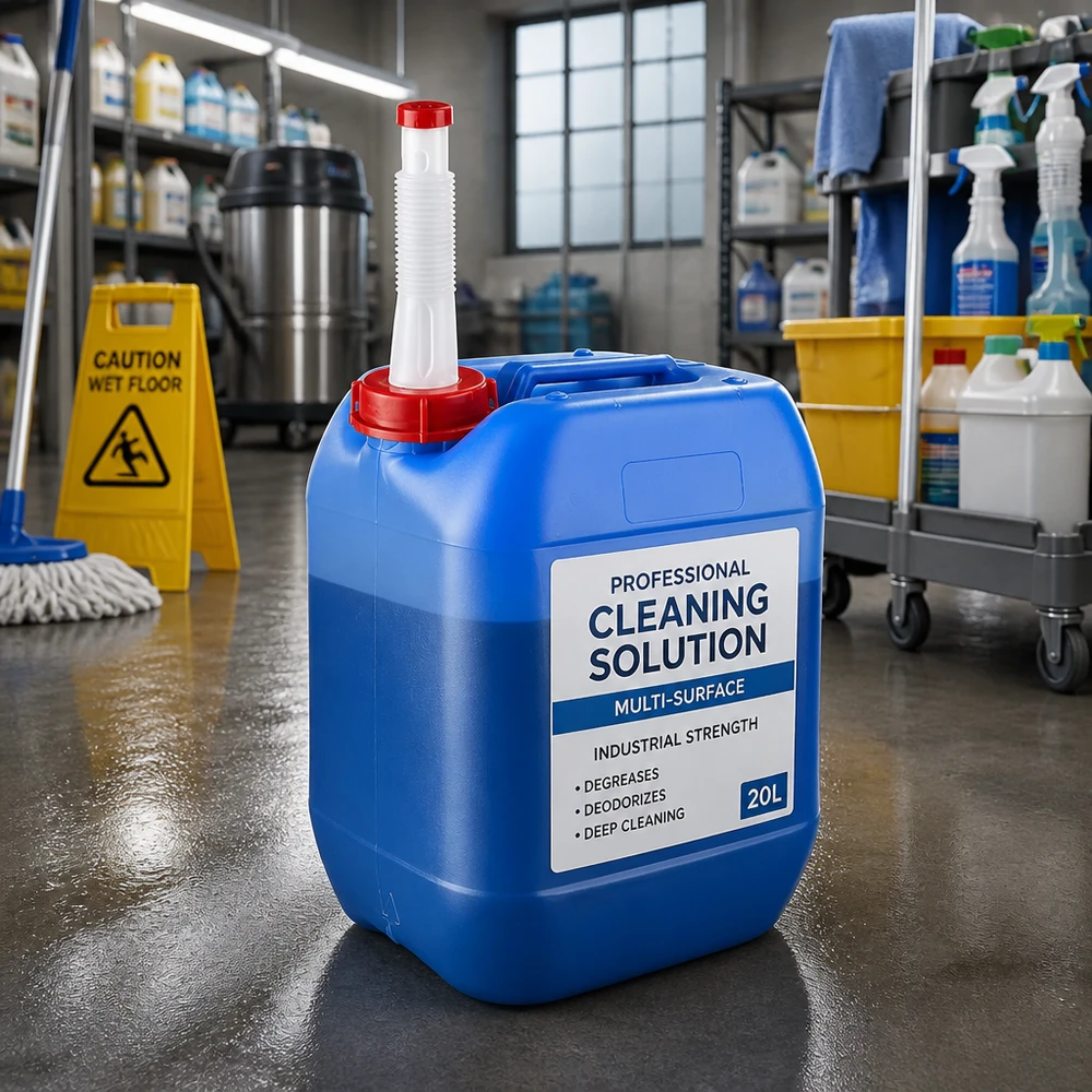 Kanister 10 Liter blau mit Auslaufrohr Flex Tragbarer 10L Kanister blau mit Flex-Auslaufrohr für industrielle Reinigungsmittel