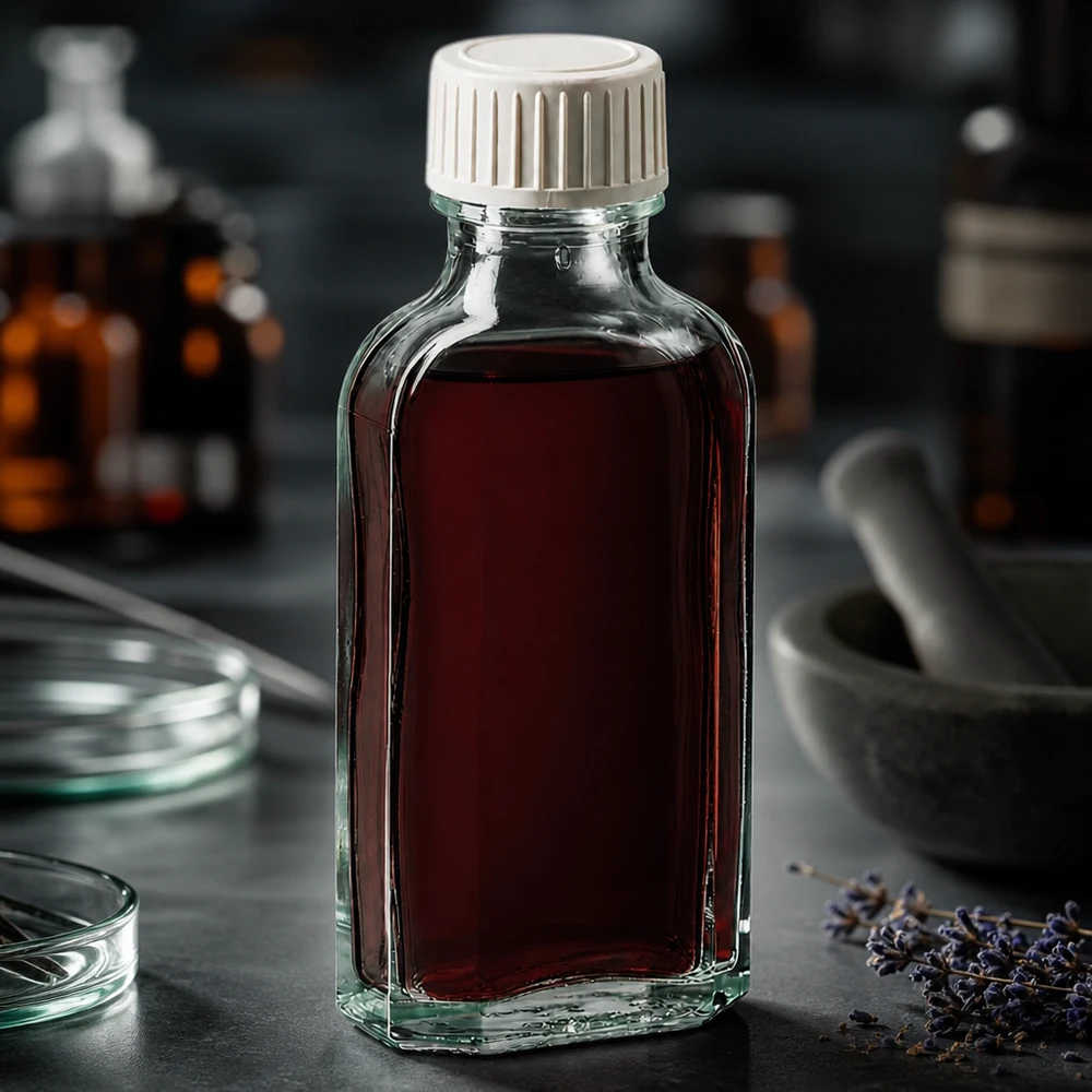 Meplat Flasche 50ml rechteckige Form aus klarem Glas für Tinkturen und Extrakte