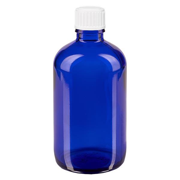 Apothekenflasche blau 100ml Schraubverschluss weiß Globuli Standard