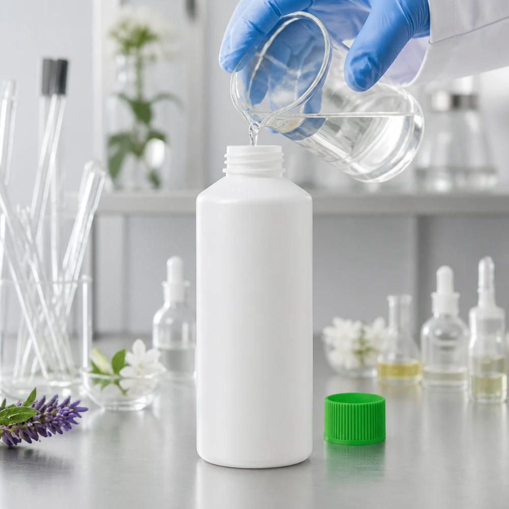 Apothekenflasche HDPE 100ml weiß, mit grünem Schraubverschluss Kleine weiße Abfüllflasche 100ml HDPE mit grünem SV für Laborprodukte und Naturkosmetik