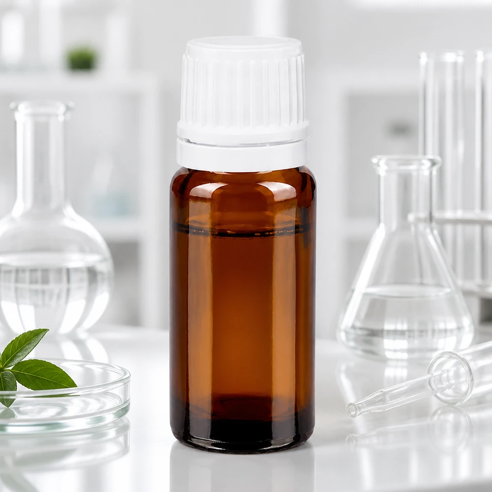 10ml Medizinflasche aus lichtschützendem Braunglas mit weißem Originalitätsverschluss