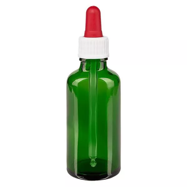 Apothekenflasche grün 50ml Pipette weiß/rot Standard