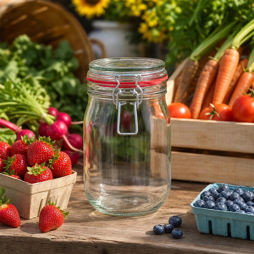 Großes 1140ml Einmachglas perfekt zum Konservieren von Beeren und Früchten