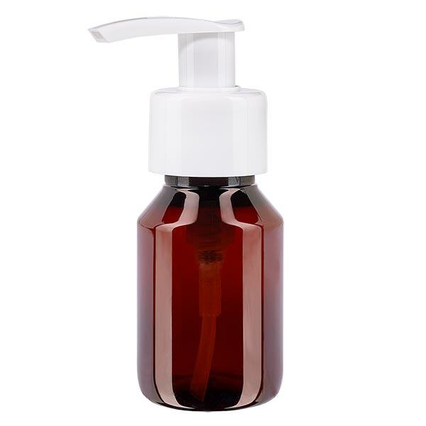 PET Flasche 50ml mit Dispenserpumpe weiß