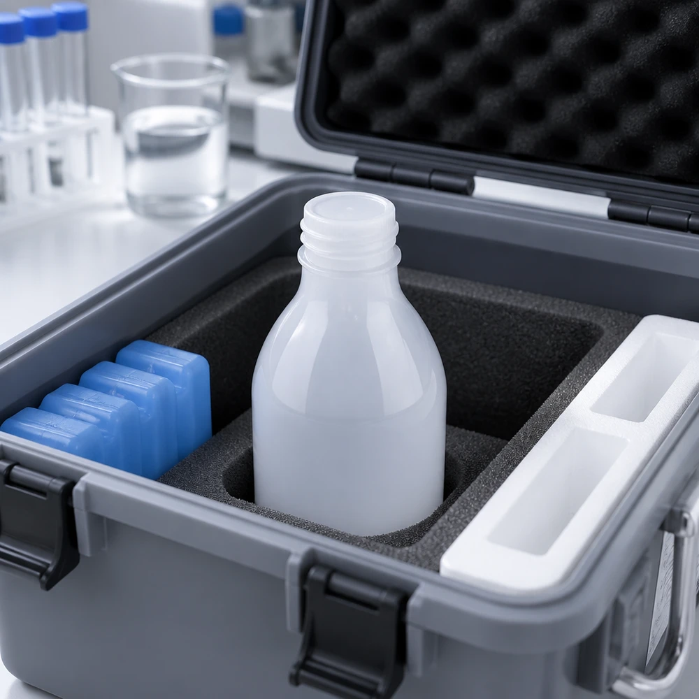 30ml Kunststoff-Enghals Laborflasche in Kühlversandkoffer für temperaturempfindliche Proben