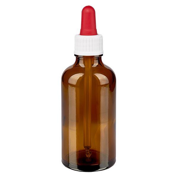 Apothekenflasche braun 50ml Pipette weiß/rot Standard