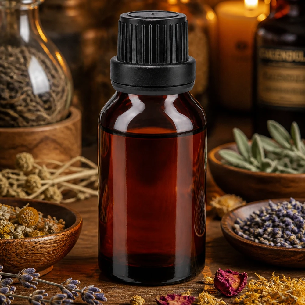 Apothekerflasche 15ml aus braunem UV-Schutzglas mit Tropfeinsatz für Naturheilkunde