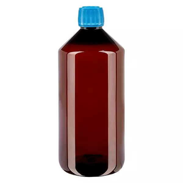 PET Flasche 1000ml mit blauem Verschluss Originalitätsverschluss PET Flasche 1000ml mit blauem Verschluss Originalitätsverschluss