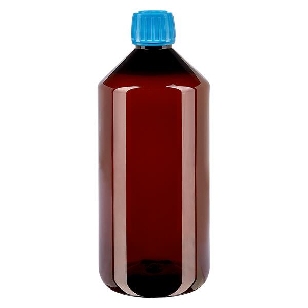 PET Flasche 1000ml mit blauem Verschluss Originalitätsverschluss