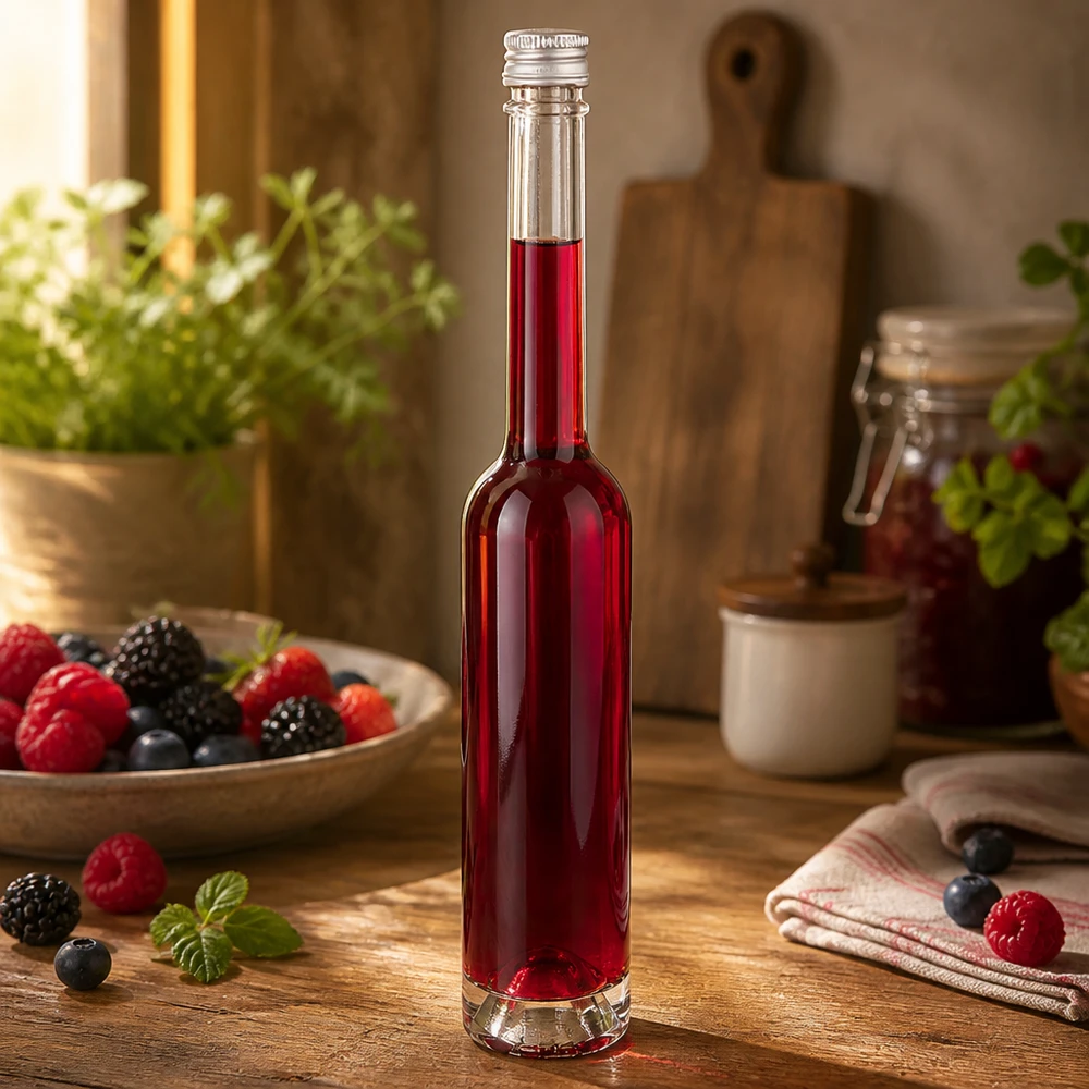 100ml Glasflasche "Toni" + Schraubverschluss silber UNiTWIS Hochwertige 100ml Glasflasche Toni mit Schraubverschluss - kristallklares Glas zeigt Inhalt optimal