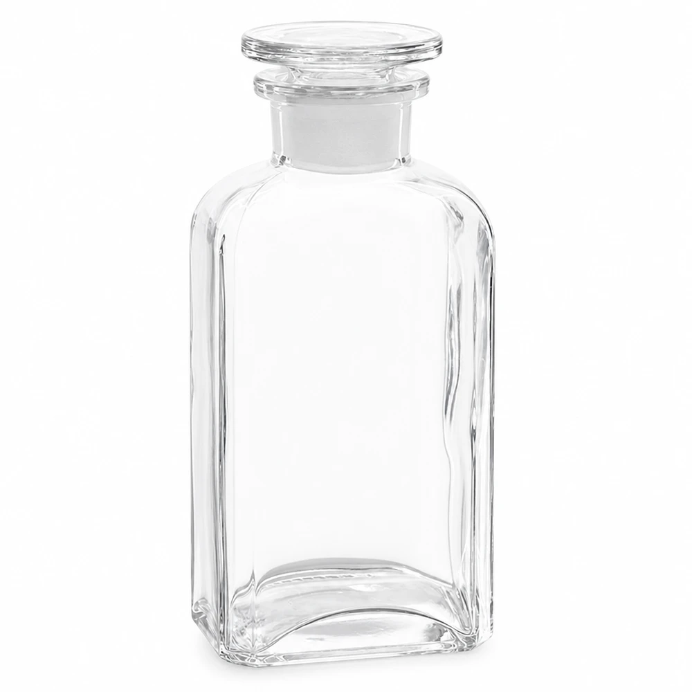 250ml Vierkantflasche Klarglas Weithals ideal für Labor Apotheke und Aufbewahrung