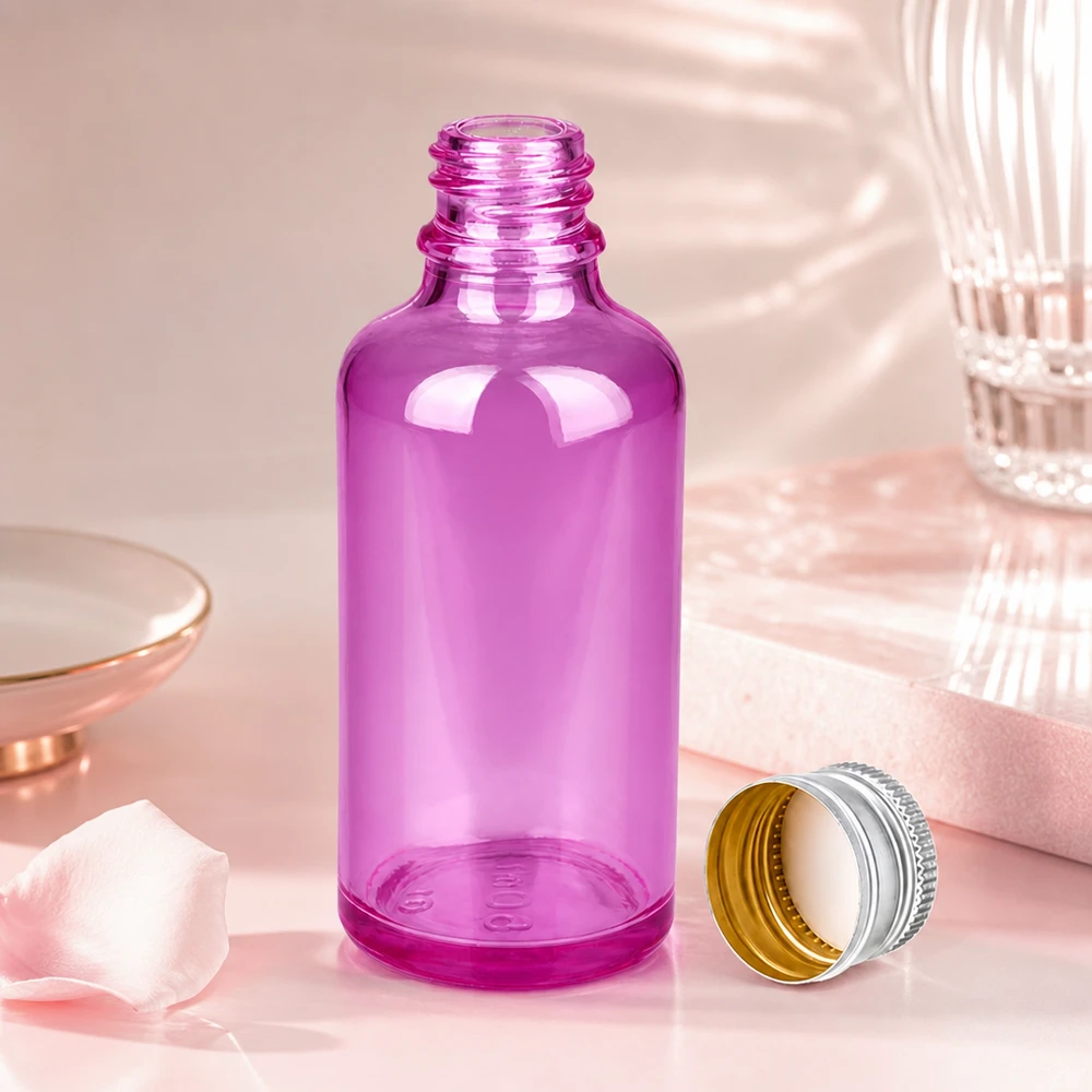 50ml Flasche 11mm Schraubverschluss Alu-Silberer Standard PurpleLine.UT18/50 50ml Aromaflasche in elegantem Lila mit dichtem Aluminiumverschluss für mobile Anwendung