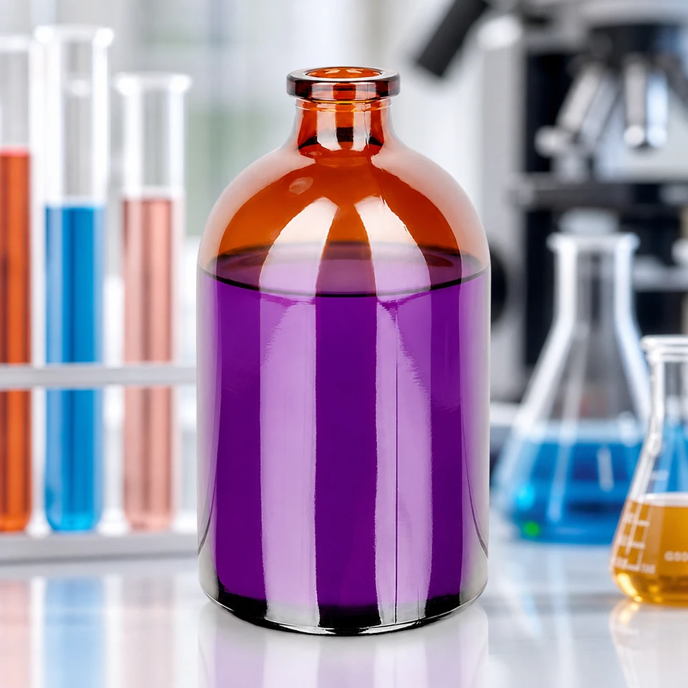 Injektionsflasche Braunglas 100ml Zylindrische 100ml Injektionsflasche aus Braunglas mit lichtschützenden Eigenschaften im Einsatz