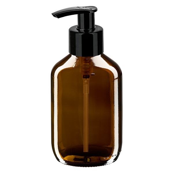 200ml Medizinflasche braun, mit Dispenserpumpe schwarz ApoGlas 200ml Medizinflasche braun, mit Dispenserpumpe schwarz ApoGlas