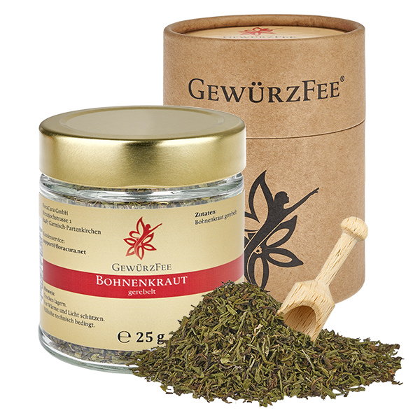 Bohnenkraut gerebelt im Schraubglas Gewürzfee