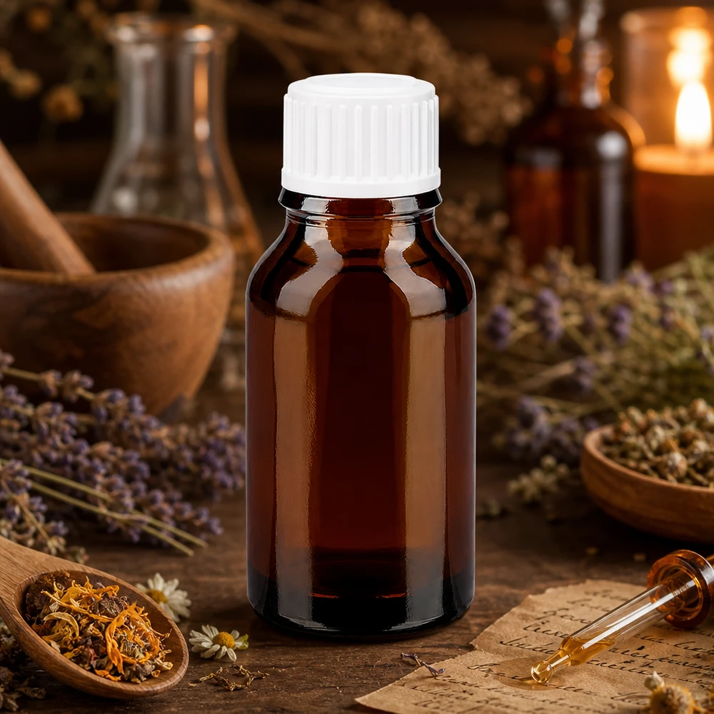 30ml Apothekerflacon Braunglas mit SV Standard weiß 11mm für Naturheilkunde und Phytotherapie