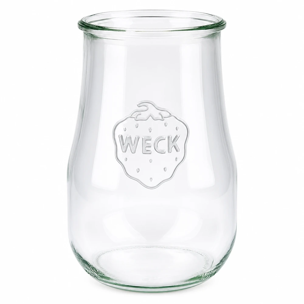 WECK Tulpenglas 1750ml RR100 Einmachglas mit geprägtem Logo transparent Vorratsglas zum Einkochen