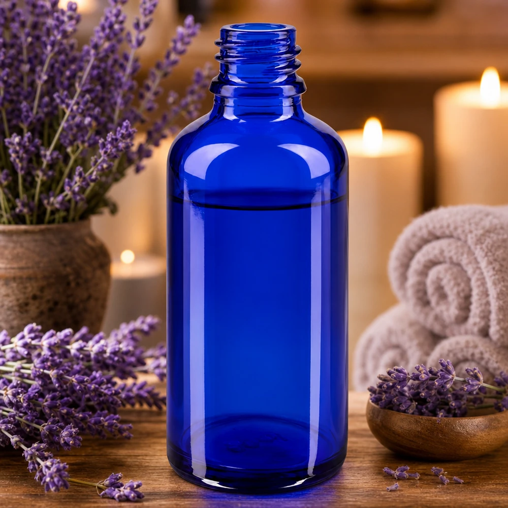 Tropfflasche 50ml DIN 18 BLAUGLAS Handliche ApoGlas Apothekenflasche 50ml in tiefem Blau ideal für DIY Kosmetik und Öle