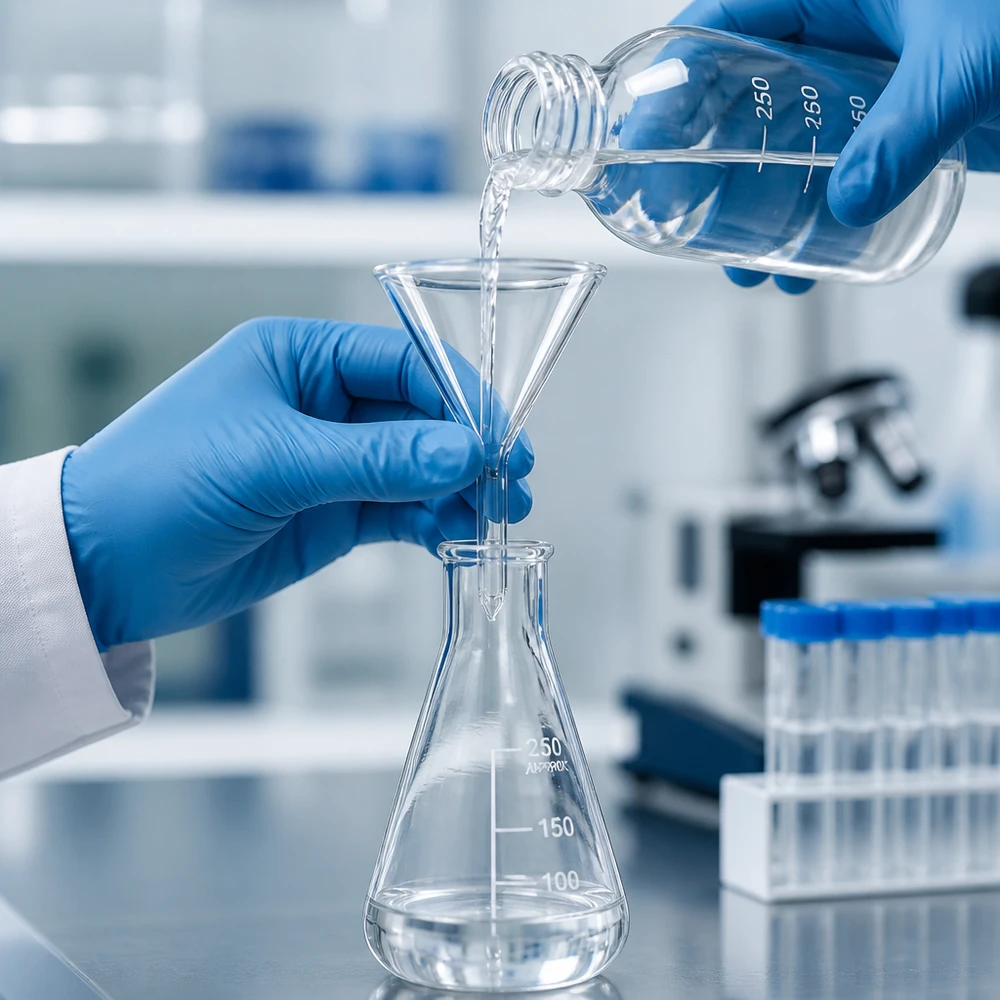 Trichter ø40mm Kalk-Soda, Winkel 60°, Kurzstil Chemieresistenter Kalk-Soda-Glastrichter 40mm für sichere Handhabung von Laborchemikalien