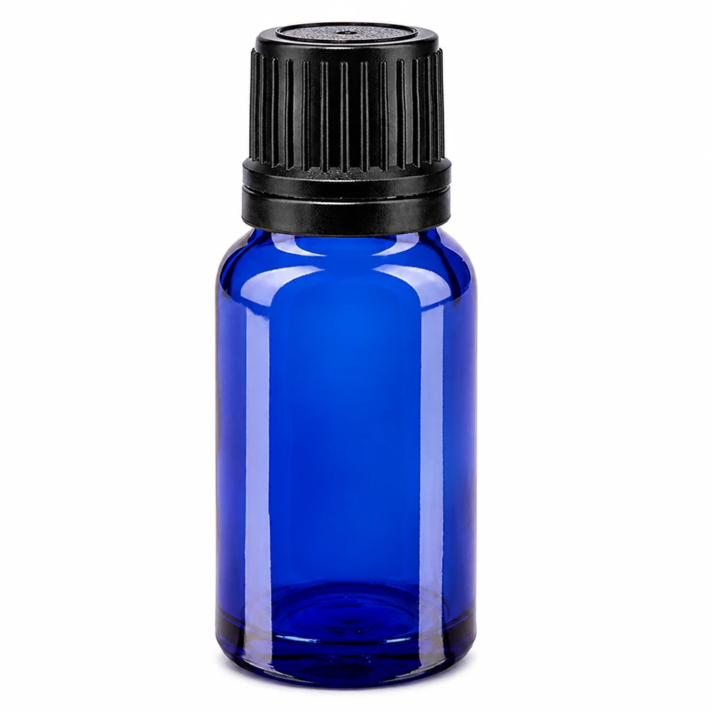 Apothekenflasche blau 10ml Schraubverschluss schwarz Giessring Originalitätsverschluss Kobaltblaue 10ml Glasflasche mit kindersicherem Originalitätsverschluss schwarz 8mm