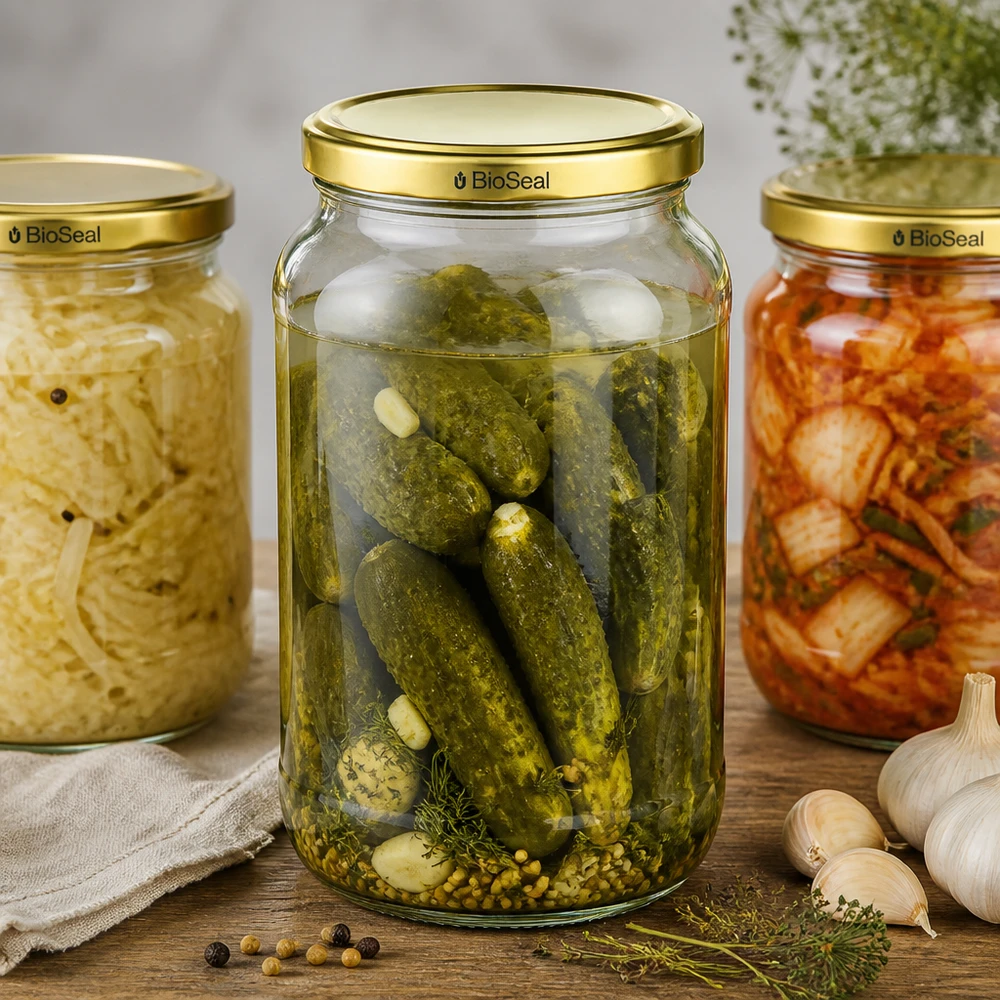 UNiTWIST Runda1062 Einmachgläser Set eingelegte Gurken Kimchi TO82 BioSeal Deckel fermentierte Lebensmittel