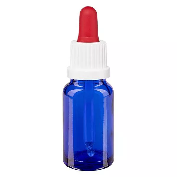 Apothekenflasche blau 10ml Pipette weiß/rot Originalitätsverschluss Apothekenflasche blau 10ml Pipette weiß/rot Originalitätsverschluss