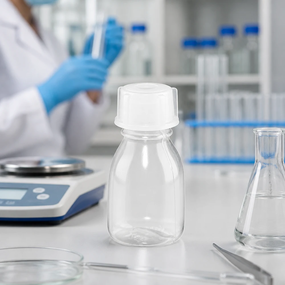 10ml Schraubflasche Enghals aus PP kompakt und zylindrisch für Probenaufbewahrung im Labor