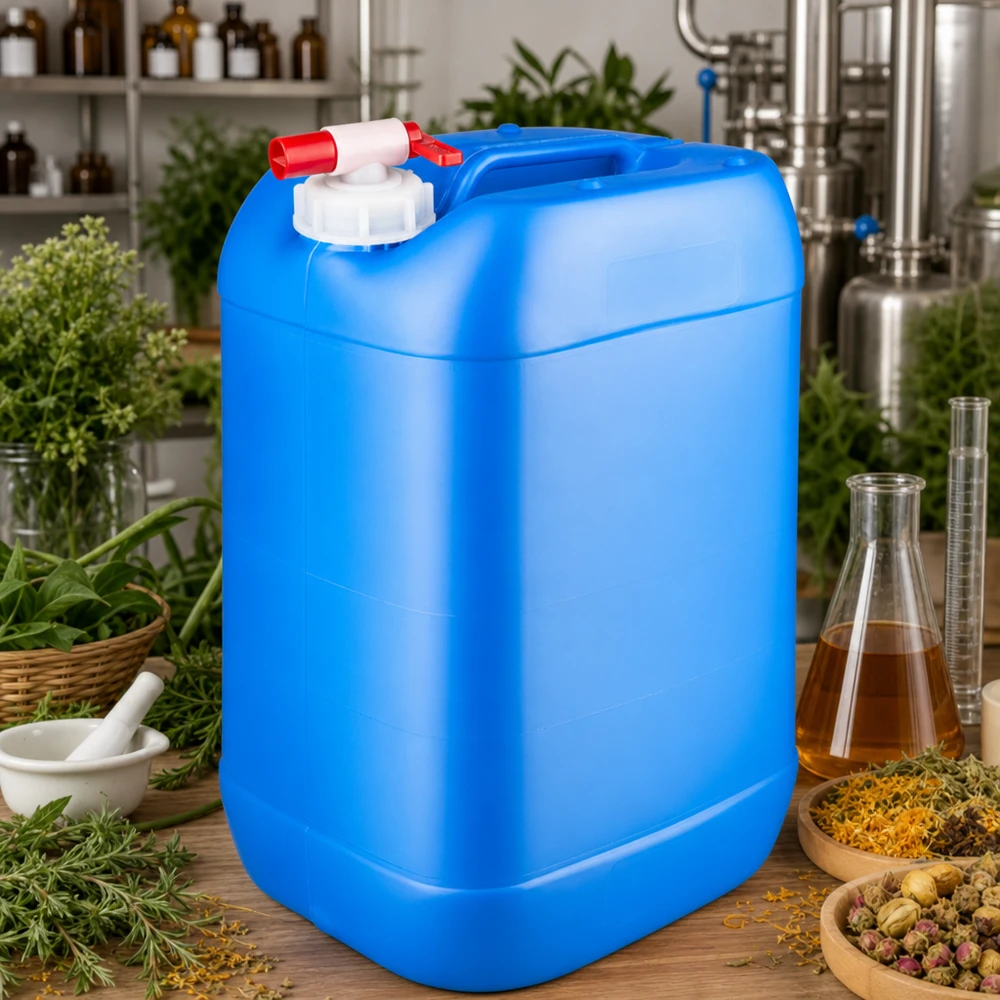 Kanister 25 Liter blau mit Auslaufhahn 25 Liter Vorratsbehälter blau mit Auslaufventil für Kräuterextrakte und Naturprodukte