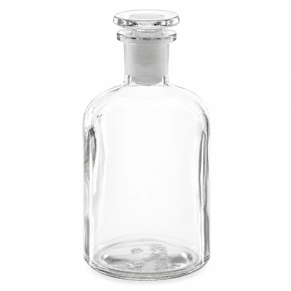 Laborglassflasche 250ml klar Rundschulter Enghals mit luftdichtem Glasstopfen