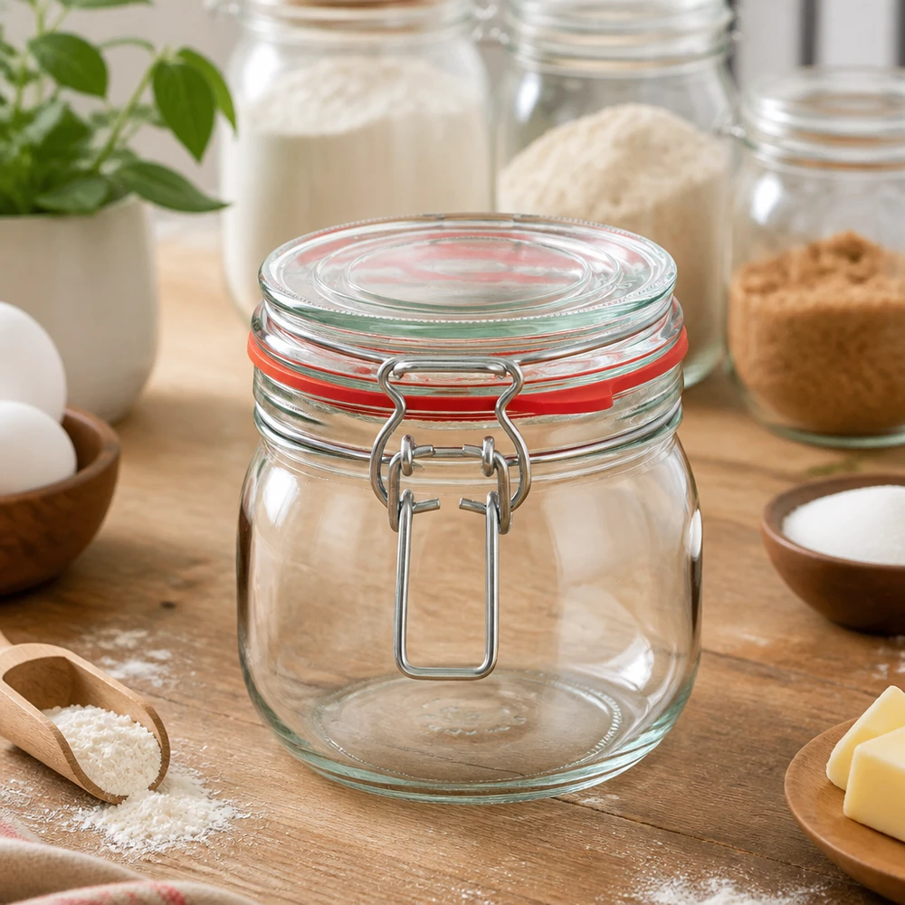 634ml Vorratsglas Typ G mit Bügelverschluss UN.. Vielseitiges 634ml Bügelverschlussglas für Müsli Nüsse Reis und andere Vorräte