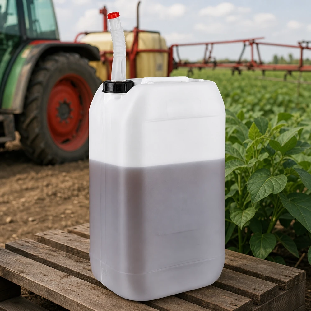 Lebensmittelechter Kunststoffkanister 15 Liter mit biegsamem Ausgießer für landwirtschaftlichen Einsatz