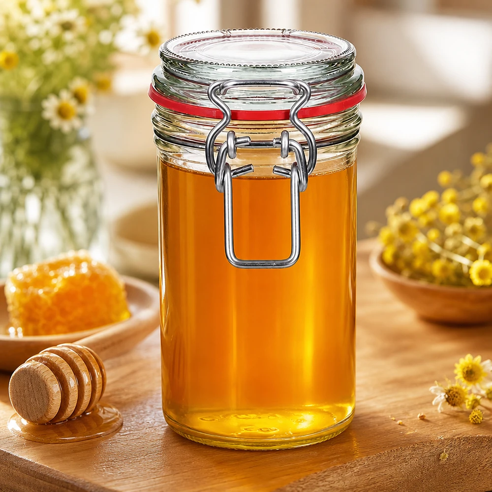 272ml Vorratsglas mit Bügelverschluss für Honig und Lebensmittel - luftdichtes Einmachglas aus Glas mit Metallbügel