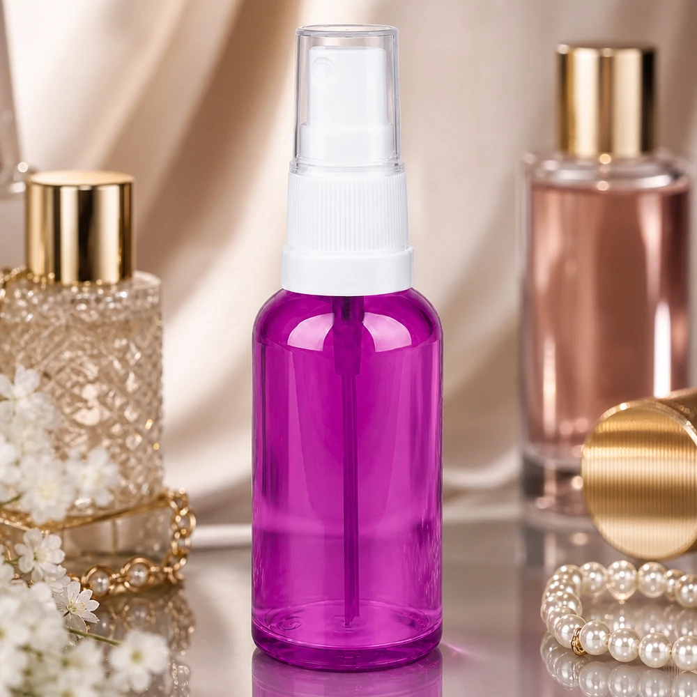 50ml Sprayflasche weiss/transparent Standard PurpleLine UT18/50 Kompakte 50ml Sprayflasche in trendigem Lila-Transparent ideal für Reise und unterwegs