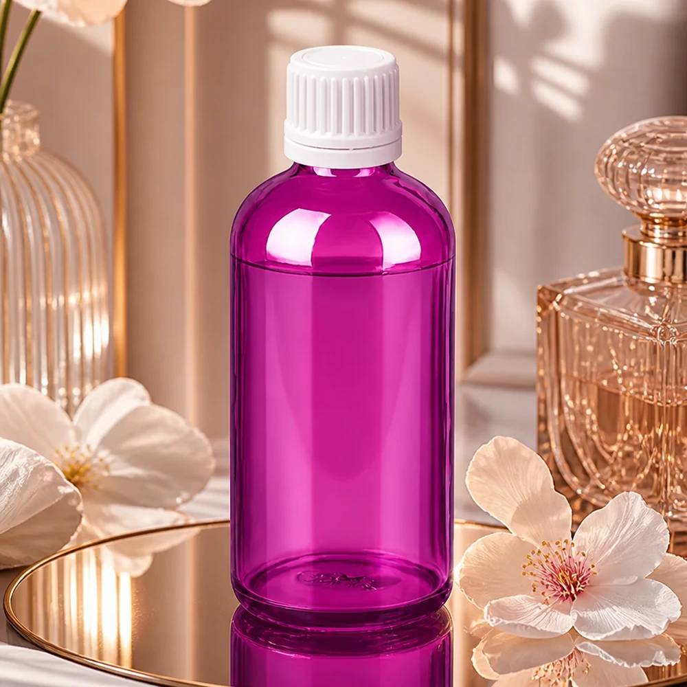 100ml Flasche 11mm Schraubverschluss weiss Originalität Schraubverschlusserschluss PurpleLine UT18/100 100ml Flasche aus robustem violettem Glas mit kindersicherem weissen Drehverschluss für Hausapotheke
